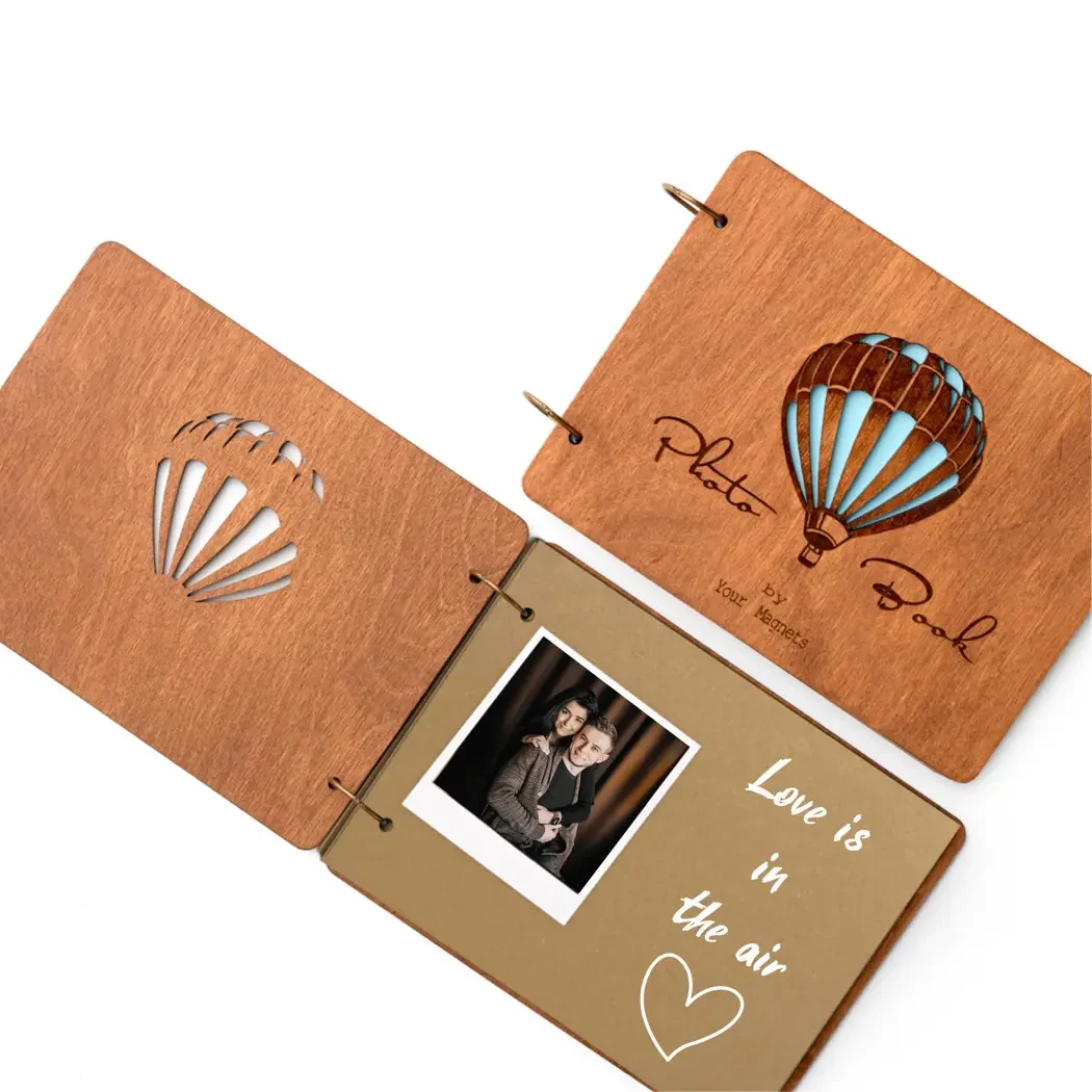 Крафтбук "Куля" з темною дерев’яною обкладинкою та коричневими сторінками, фото 1