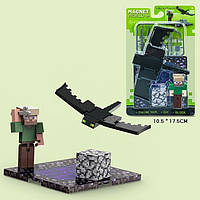 Конструктор магнітний T9941 F Minecraft Майнкрафт Стів, фантом, блок, зброя, з магнітною підставкою, 10 детал