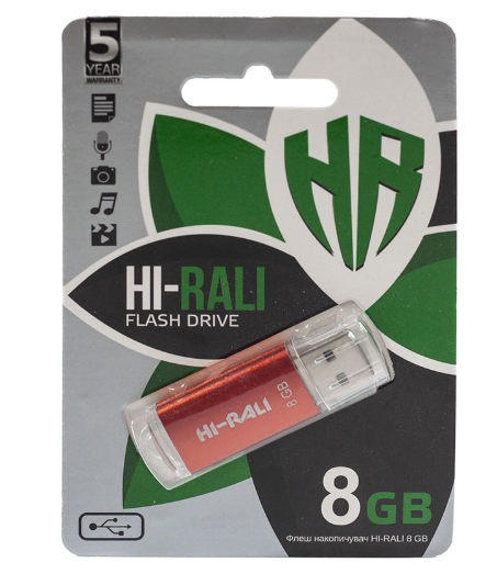 USB флеш накопичувач Hi-Rali 8GB, HI-8GBVCRD (Гарантія 3 роки), фото 1