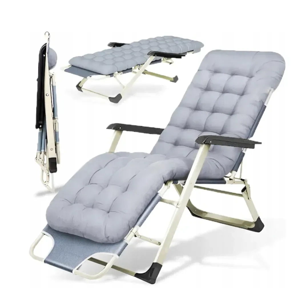 Складаний шезлонг, крісло з підніжкою для саду та відпочинку 178X65X93 см Bass Polska BH 30011 Складний лежак з металевим каркасом, фото 1