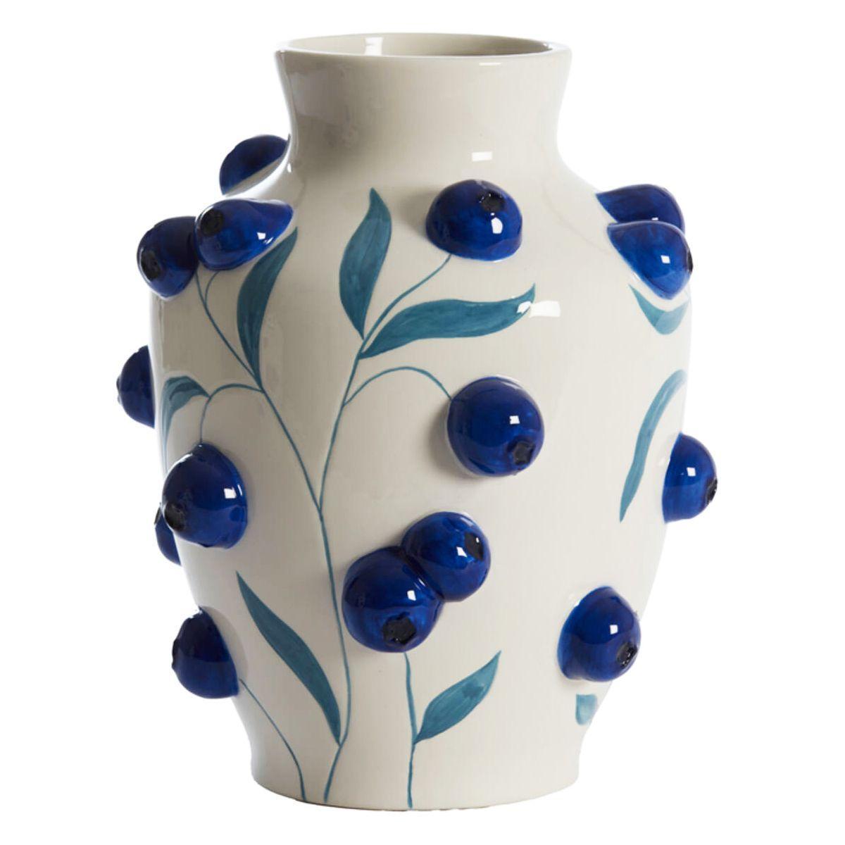 Ваза керамічна в білому кольорі з декором Blueberry Light&Living, фото 1
