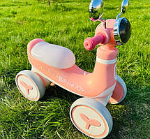 Дитячий велобіг для дівчаток 4х колісний пластмасовий з підсвічуванням та мелодіями УКРАЇНСЬКА ОЗВУЧКА