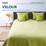 Покривало ТЕП Велюр євро стандарт 220*240см. салатовий, без наволочек, фото 3