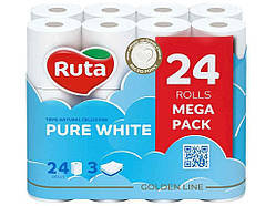 Туалетний папір 24шт 3шари Pure White ТМ RUTA