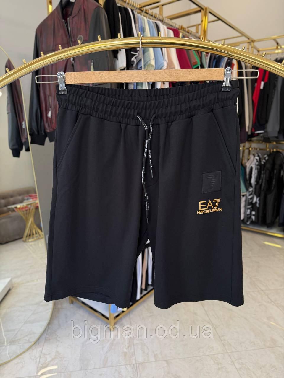 Чоловічі брендові шорти 7389 трикотаж (батал) 1-6XL чорні
