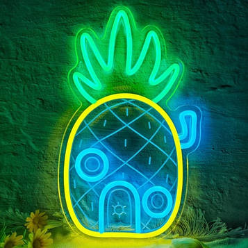 Неоновий нічник LED вивіска Sponge Bob Губка Боб - 22x35 см
