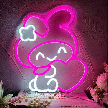 Неоновий знак My Melody Kuromi кроличка Куромі підвісний нічник для дитячої - 30х35 см