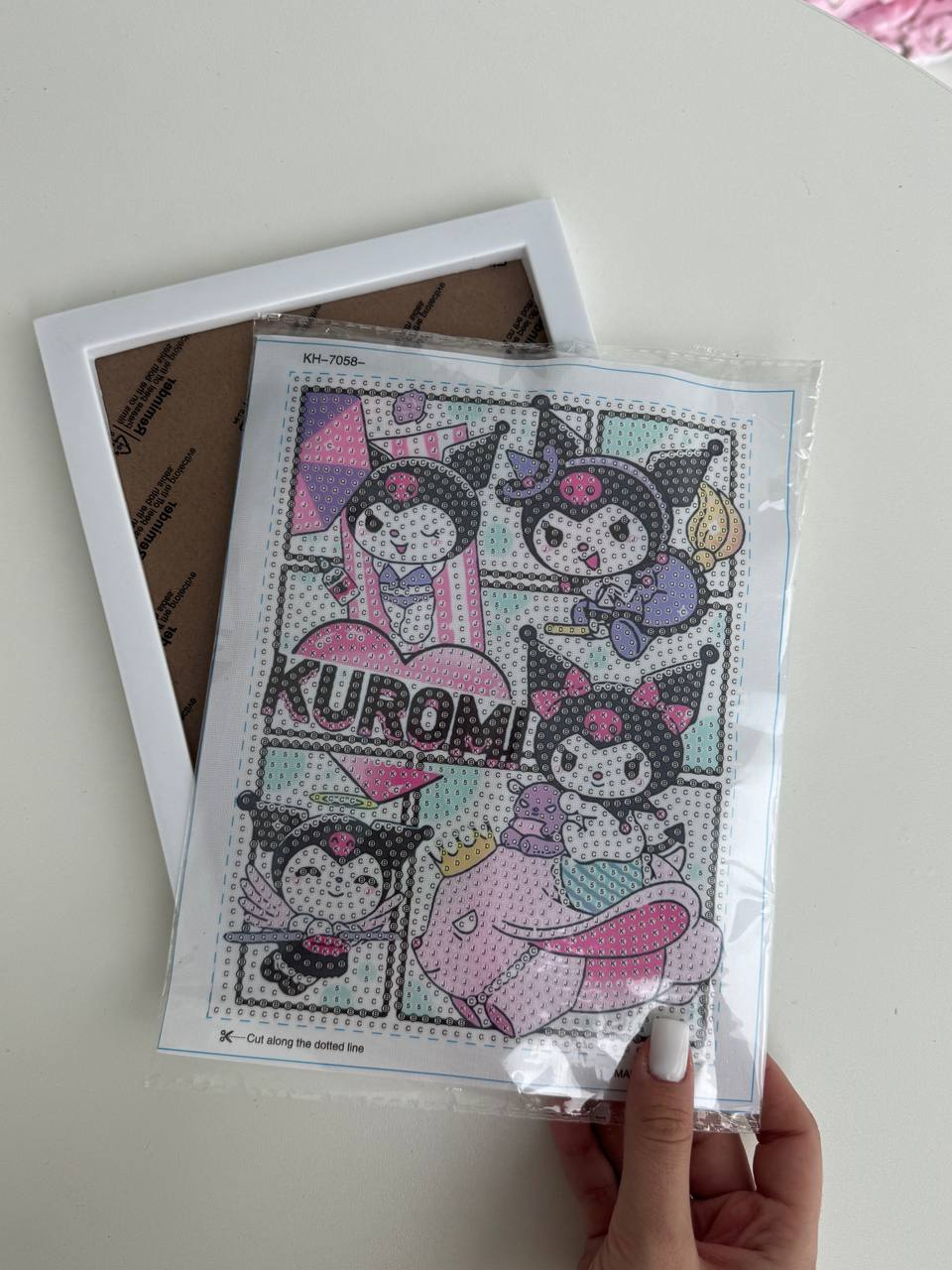 Алмазна мозаїка hello kitty kuromi з рамкою набір для творчості, фото 1