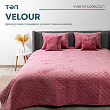 Покривало ТЕП Велюр євро стандарт 220*240см. фуксия, без наволочок, фото 5