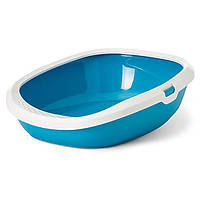 Savic Гізмо (Gizmo medium) туалет для котів з бортиком біло-блакитний середній довжина-44 см ширина-35,5 см