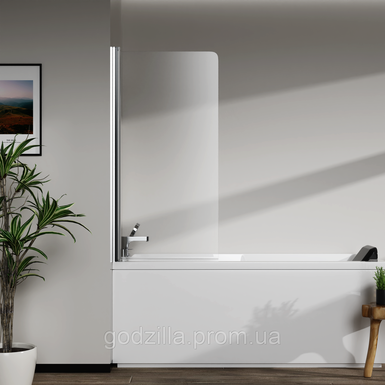 Скляна шторка для ванни AVKO Glass RDY21 70х140см Chrome, фото 1