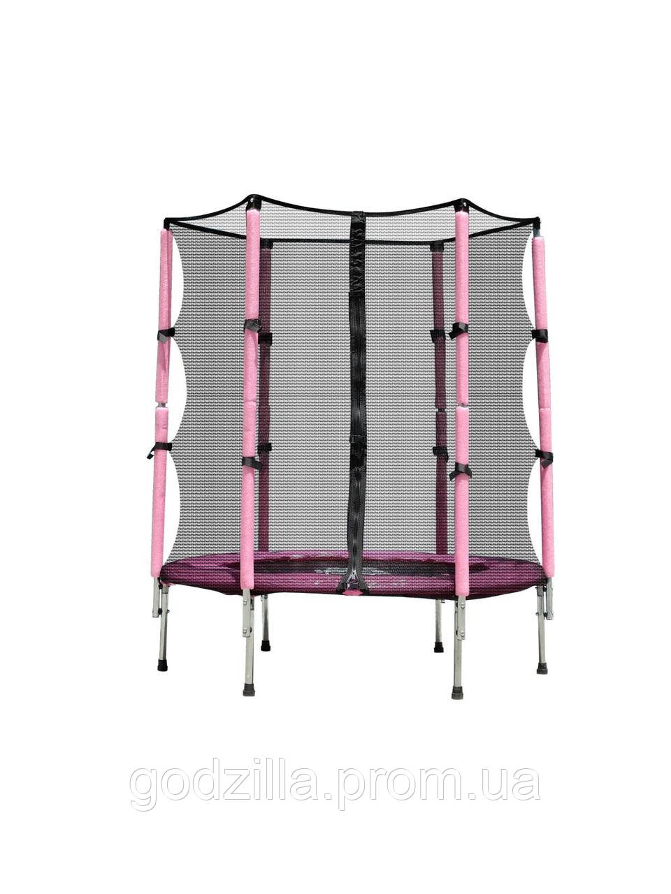 Батут FitToSky 140см, сетка, рожевий, фото 1