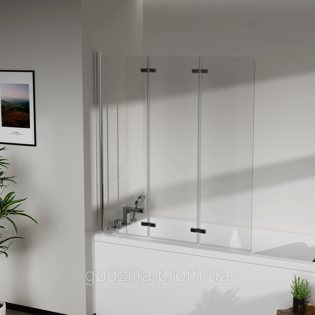 Скляна шторка для ванни AVKO Glass RDW02-J3 120х140 Silver, фото 1