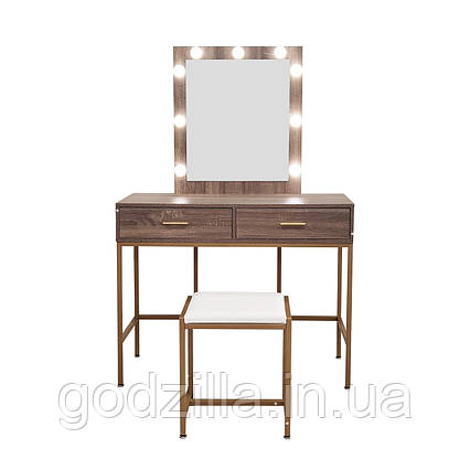 Туалетний, косметичний столик + табурет з підсвіткою AVKO ADT13 Grey Walnut