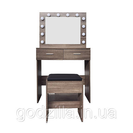 Туалетний, косметичний столик + табурет з підсвіткою AVKO ADT3 Grey Walnut