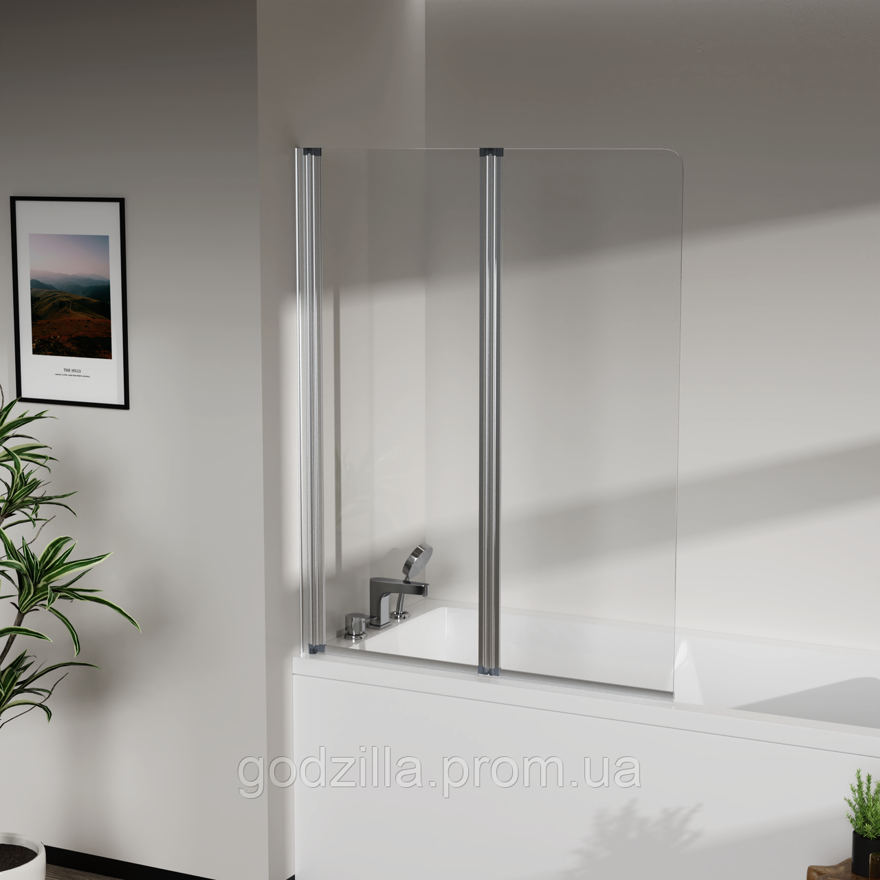 Скляна шторка для ванни AVKO Glass RDY19 100x140 Silver, фото 1