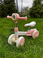 Велобіг рожевий JOY 4-х колісний з музикою та світлом J-16158 рама сталь/пластик, українське озвучення