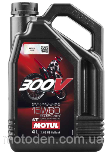 Олива моторна MOTUL 300V 4T FACTORY LINE OFF ROAD SAE 15W60 (4L), фото 1