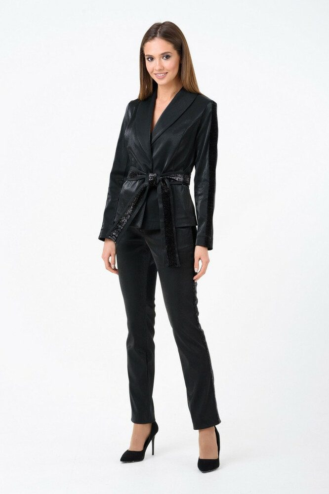 Костюм нарядний жіночий брючний стильний чорний Modna KAZKA MKRMD1450, фото 1