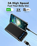 Enerwow Power Bank, 2 шт. 16000 мАг портативний зарядний пристрій 3A Швидка зарядка, найтонший зарядний пристрій для телефону, фото 3