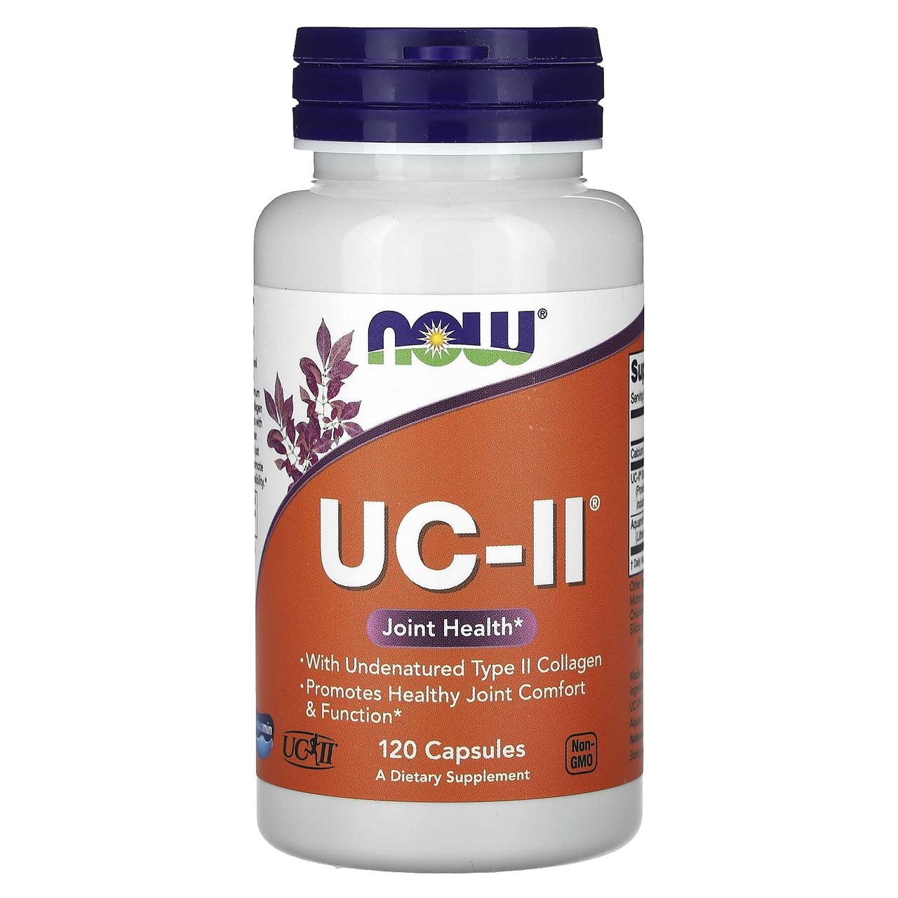 Колаген 2 типу, UC-II, Type II Collagen, Now Foods, для здоров'я суглобів, неденатурований, 120 вегетаріанських капсул, фото 1