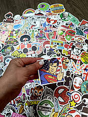 100 шт. Водовідштовхувальні стикери на ноутбук, авто, скейт Стикербомбінг, вінілові наклейки НАБІР No6, фото 3