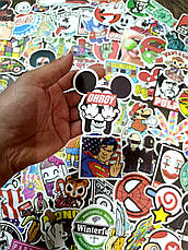 100 шт. Водовідштовхувальні стикери на ноутбук, авто, скейт Стикербомбінг, вінілові наклейки НАБІР No6, фото 4