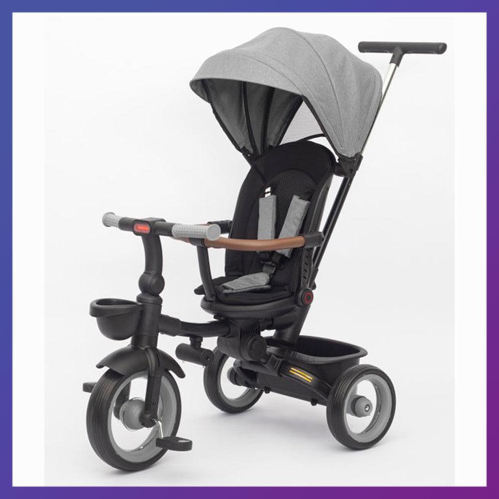 Дитячий триколісний велосипед — коляска Turbotrike MT 1038 з батьківською ручкою Сірий