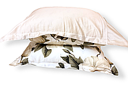 Постільна білизна Королева Ночі (Сатин Premium) | Полуторний комплект | 50х70 | Магнолія на білому та бежевому, фото 4