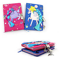 Блокнот B6  на замочку  "Unicorn" клітина,  13*19см, 80G, 80P, mix2