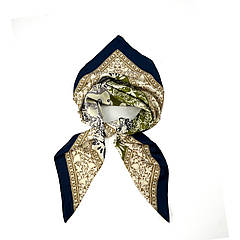 Хустка жіноча з візерунком LuckyLOOK Флер 110х110 см Бежева/Хакі/Молочна (486-232)