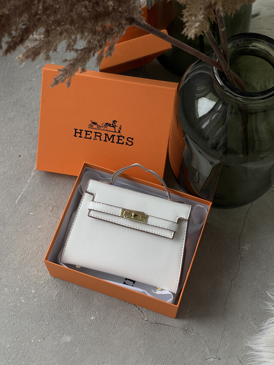 Сумка жіноча Hermes Kelly mini білий крос боді Хермес, фото 1
