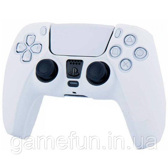 Силіконовий чохол для геймпада PS5 DualSense білого кольору, фото 1