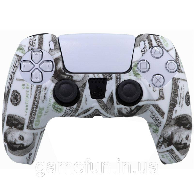 Силіконовий чохол для джойстика PS5 Dualsense принт (money) HS-PS5315B, фото 1