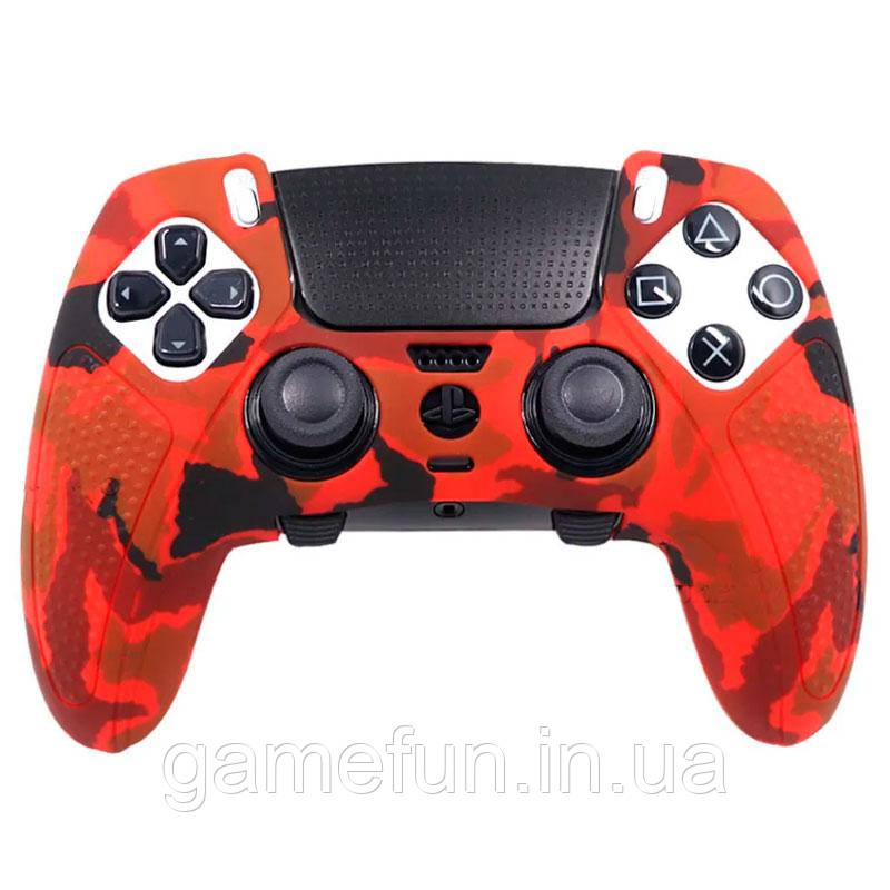 Силіконовий чохол для геймпада PS5 Dualsense Edge (червоний камуфляж), фото 1