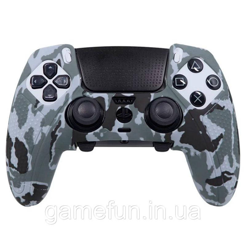 Силіконовий чохол для геймпада PS5 Dualsense Edge (сірий камуфляж), фото 1