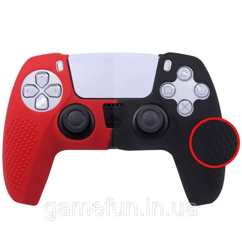 Силіконовий чохол для геймпада PS5 Dualsense (червоно-чорний), фото 1