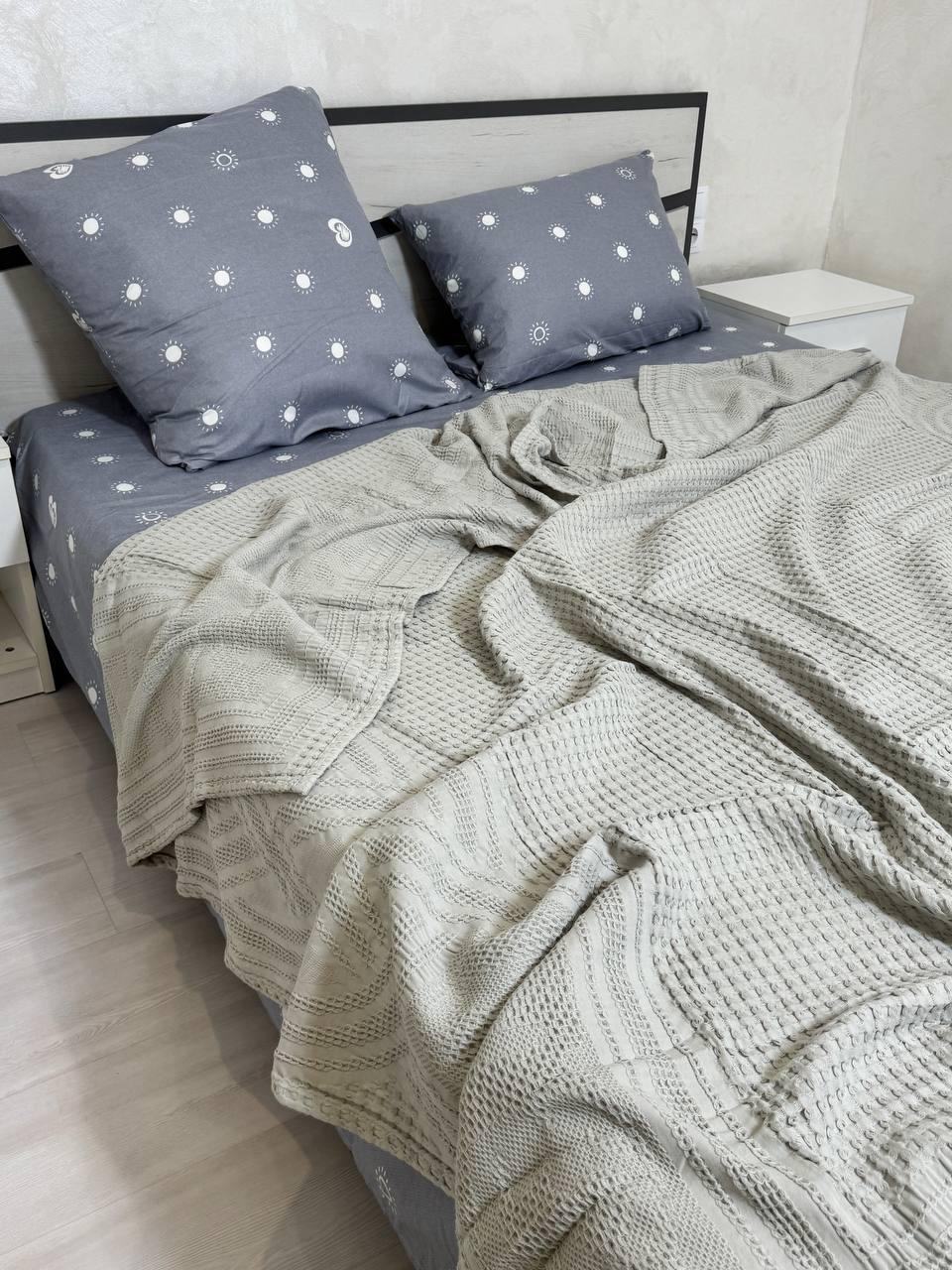 Постільна білизна з вафельним покривалом Євро