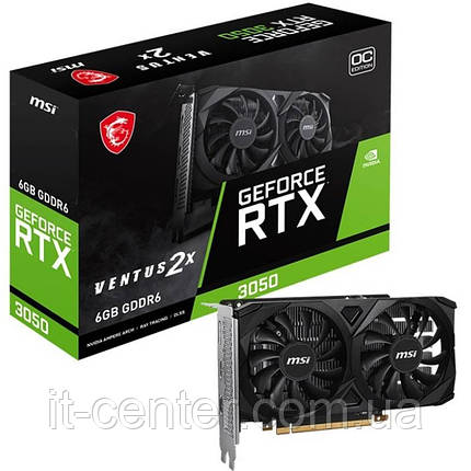 Відеокарта GF RTX 3050 6GB GDDR6 Ventus 2X OC MSI (GeForce RTX 3050 VENTUS 2X 6G OC), фото 1