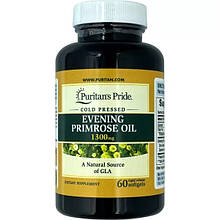 Олія вечірньої примули з ГЛК, Evening Primrose Oil, Puritan's Pride, 1300 мг, 60 гелевих капсул