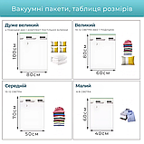 Вакуумні пакети для одягу багажу, багаторазові мішки вакуумні для зберігання речей прозорі, набір 5 шт, фото 3