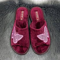 Тапочки кімнатні жіночі Белста бордові з відкритим носком 2344, фото 2