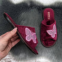 Тапочки кімнатні жіночі Белста бордові з відкритим носком 2344, фото 3