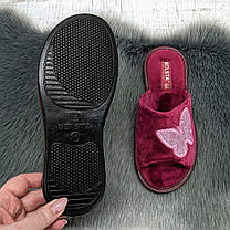 Тапочки кімнатні жіночі Белста бордові з відкритим носком 2344, фото 4