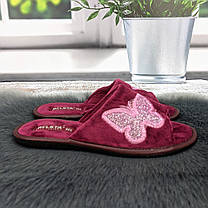 Тапочки кімнатні жіночі Белста бордові з відкритим носком 2344, фото 5