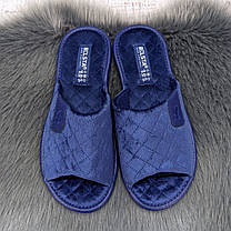 Тапочки жіночі Белста сині велюрові з відкритим носком 4523, фото 2