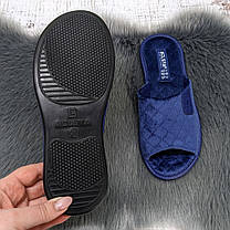 Тапочки жіночі Белста сині велюрові з відкритим носком 4523, фото 4