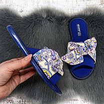 Тапочки жіночі домашні Белста сині з відкритим носком та великим бантом 4869, фото 3