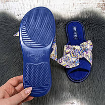 Тапочки жіночі домашні Белста сині з відкритим носком та великим бантом 4869, фото 4