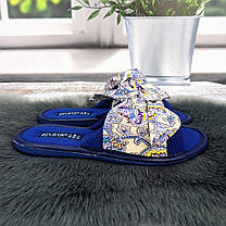 Тапочки жіночі домашні Белста сині з відкритим носком та великим бантом 4869, фото 5